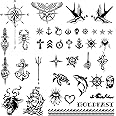 3sheets Temporary Tattoos for Men Semi Permanent Tattoos Pirate Sailor Anchor Realistic Halloween Fake Tattoos Long Last 1-2 Weeks (Grey 1)