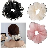 6 Stück XXL Scrunchies Aus Chiffon - übergroße Haargummis 16 Cm, Schonend Fürs Haar