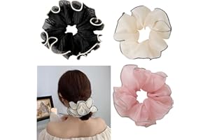 YPKIA pkia 3 gomas para el pelo Scrunchie Cueva El León Seda Floral Coletero Conjunto de Coletero Grande Elástico Vintage Soporte para Cola