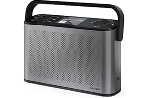 SHARP DR-P540(GY) Radio digitale portatile Osaka, DAB+, DAB e FM con RDS, Bluetooth 5.3, schermo a colori da 2,4", USB-C o batteria litio integrata, altoparlante integrato, connessione per cuffie.