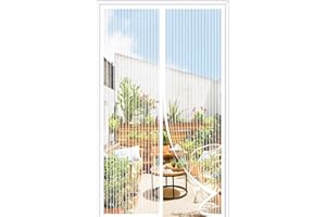 ORUMRUD Zanzariera Magnetica per Porte 100x220CM,32 potenti magneti，Rete Fine，si Chiude da Sola，Zanzariera Magnetica per Porte Finestra，Facile da Installare，Non è Necessario Praticare Fori，Bianco