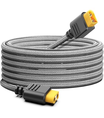 QIANRENON Lot de 2 connecteurs de batterie 14 AWG 25 A XT60 Li - Câble de montage fixe XT60E-F femelle vers XT60 mâle - Housse anti-poussière - Pour drone FPV aérodynamique RC