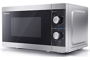 SHARP YC-MG01U-S Compact 20 Litre 800W Manual control Microwave with 1000W Grill, 5 power levels, defrost function, LED cavity light - Silver