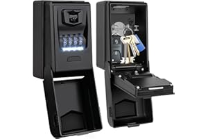 ENONEO Cassetta di Sicurezza Retroilluminata per Chiavi con Codice 4 Cifre - Impermeabile, Montaggio a Muro per Casa Scuola