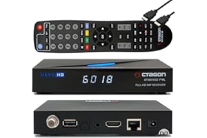 OCTAGON SFX6018 S2+IP WL H.265 HEVC 1xDVB-S2 HD E2 Linux Receiver, Récepteur Satellite avec Fonction d'enregistrement, Lecteur de Cartes, Youtube, Radio, 150Mbit WLAN, câble HDMI EasyMouse