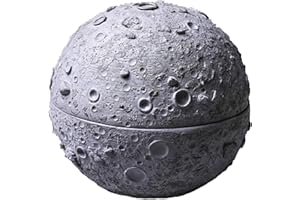 anaan LUNA Cenicero con Tapa Hormigon Concreto Prueba de Viento para Cigarrillos Mesa y Exterior pequeño redondo Geométrico Diseño Ø 11 cm x 9,5 cm