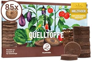 ‎PLANTURA Plantura Quelltöpfe aus Kokosfaser, 85 Stück, Jiffy Quelltabletten, 100% biologisch abbaubar & torffrei, für Aussaat & Stecklinge, ⌀ 3,4 cm