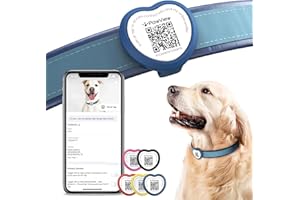 PawView QR Code Dog Tags UK -Personalized Pet ID Tag with NFC Waterproof Silicone Heart Dog Tag for Lost Pet Recovery - No GPS Needed, No Subscription or Fees（Blue）