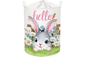 Clastyle Ceste Biancheria Coniglio Pasqua Cestino Giocattoli Vestiti Uovo Impermeabile per Ragazzo Ragazza Cestino Portaoggetti per Bagno Cameretta Bucato, Ciao, 36 * 45 cm