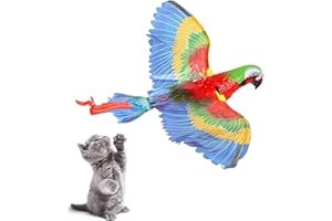HENGBIRD Electric Bird Toys For Cats, Interactive Electric Cat Toys Hanging Eagle Flying Simulation Bird Toy, Cat Scratch Play Toys for Hunting Exercising Eliminating Boredom (Parrot)