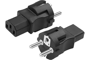 CERRXIAN Confezione da 2 adattatori Schuko a C13, 2 poli CEE 7/7 maschio a IEC320 C13 femmina adattatore, adatto per cavi C13 (I)