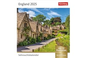 England Sehnsuchtskalender 2025 - Wochenkalender mit 53 Postkarten: Fernweh in einem Foto-Kalender zum Aufstellen. Die schönsten Landschaften Englands ... zum Aufhängen (Sehnsuchtskalender Harenberg)