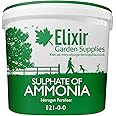 Elixir Gardens Ammonium Sulphate Fertiliser | NPK 21-0-0 | Available in qty from 1kg to 25kg | 5kg Supplied In a Bag | Treats 250sqm
