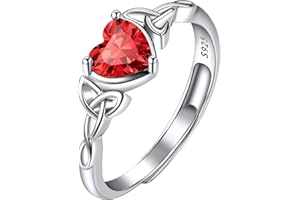 Suplight 925 Sterling Silver Celtic Knot/Claddagh Heart Rings, Adjustable Ring Irish Celtic Jewelry for Women Girls (with Gift Box)