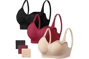 HBselect 3 Pcs Schwangerschafts Still BH Nahtloser Still-BH mit zusätzlichen BH-Verlängerungen Stillen und Schlaf Ohne Bügel für Damen