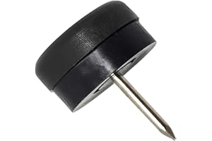 Adsamm® / 32 x scivoli in plastica con chiodo e pad ammortizzante / neri / Ø 20 mm / tondi / puntali in polietilene con cuscinetto in PVC / piedini protettivi per arredi Adsamm® Quality