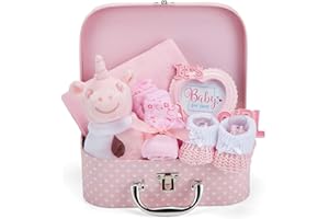 BABY BOX SHOP Box Shop Babyparty Mädchen Geschenk - 7 Baby Geschenkset, Für Neugeborenes, Zur Geburt - Rosa