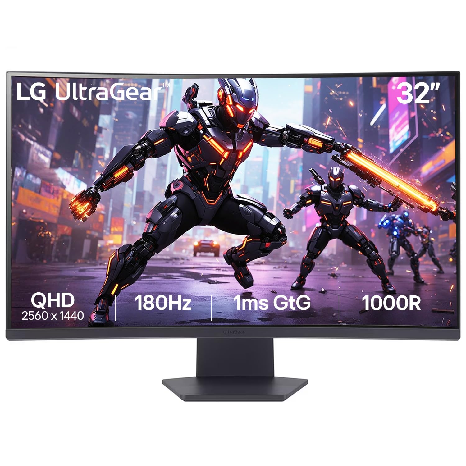 LG Ultragear™ 32GS60QC (32 inch) QHD 1000R Curved Gaming Monitor (2560 x 1440) with 180Hz, 1ms, AMD FreeSync™, HDR10, VESA Certified, HDMIx2 DisplayPort, 3-Side virtually Borderless - Black
