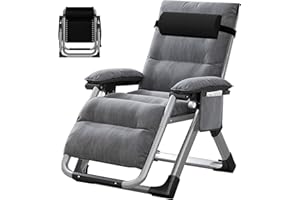 MOPHOTO Zero Gravity Chair, 200KG Load Bearing Folding Reclining Chair with Pad & Side Pocket, Perfect for Naping, Living Room, Balcony, Garden, Patio Seating Usage