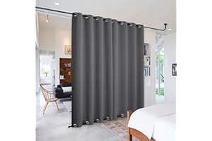 PONY DANCE Rideaux d'Extérieur Occultant Lumineux Bloquer Isolation Thermiques Imperméable pour Décoration de Pergola à Oeillets en Haut & Bas, Gris, L 132 x H 213 cm, 2 Panneaux