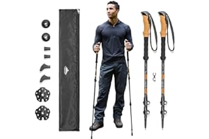 Cascade Mountain Tech Bâtons de randonnée réglables en Aluminium – Bâtons de Marche ou de randonnée légers à Verrouillage Rapide – 1 lot (2 bâtons)