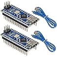 FTCBlock Mini Nano V3.0 ATmega328P Microcontroller Board with USB Cable for Arduino (2pcs Boards+2pcs Cables)