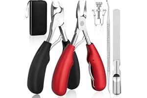 MODACRAFT 6PCS Toenail Clippers Kit for Thick &Ingrown Toe Nails, Professional , Heavy Duty Sharp Toenail Clipper Set Ingrown Toenail Treatment Tool for Men