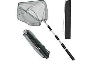 Sporgo Épuisette pliable rétractable : 130 cm - Épuisette triangulaire avec sac de rangement - Épuisette de pêche portable pour la pêche en plein air, aquarium, bouée d'étang