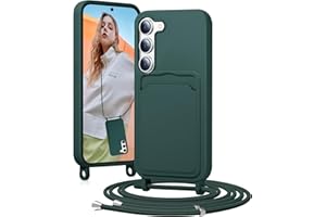 BENTIACC Handykette Silikon Hülle für Samsung Galaxy S23 mit Band, Handyhülle mit Kartenfach, Abnehmbar Kordel Kette, Stoßfeste Schutzhülle für Samsung Galaxy S23 (Tannennadelgrün)