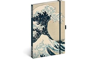 ‎NOTIQUE NOTIQUE Notizbuch Liniert mit Gummiband 13x21cm ca. A5, Designer Hardcover Notebook, Notizblock, Notizheft, Journal, Tagebuch für Erwachsene, Damen (Katsushika Hokusai)