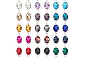 CHGCRAFT 30 Pezzi 15 Colori Connettore di Fascino di Cristallo Ciondoli di Pietre Preziose di Vetro Ciondoli con Pietre Preziose per Ragazze Donne Collana 12x22mm, Fori 1.5mm