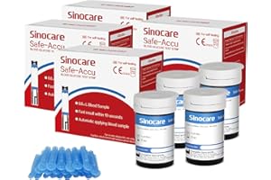 sinocare Tiras Glucosa, 200 x Tiras de Prueba de Glucosa, Tiras Reactivas Glucosa para Safe Accu Medidor de Glucosa en Sangre