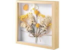 XREE Marcos con Profundidad, 20 x 20 cm Marco 3D Marco de Caja de Sombra Regalo de Boda para Objetos Flore Fotos Obras de Arte Recuerdos Boda Bautizo Cumpleaños (Color Madera)