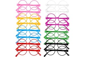 Bhoulandi 16 Pcs Kids Plastic Glasses Frame, Colorful Children Wizard Round Glasses Frames Pretend Eyewear, Child Toy Eyeglasses No Lenses for Cosplay Birthday Gifts Fancy Dress Party