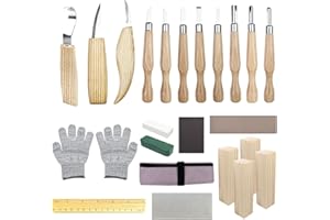 Traxenta Kit Cuchillos para Tallar Madera, 25 PCS Herramientas para Tallar Madera, Juego de Gubias para Tallar Madera, Wood Carving Tools para Principiante, Adultos, Niños, 11 Cuchillo de Talla