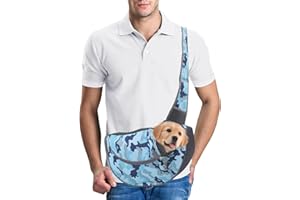 PETCUTE Bolso para Mascotas,Transportín para Perros con Correa Ajustable para el Hombro,Bolsa Cachorros Pequeños Perros Gatos,Bolso de Hombro para Gatos Perros para Caminar al Aire Libre,Azul,S