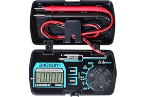 allsun Mini multimètre numérique de poche à 3 3/4 chiffres avec sélection automatique AC/DC Ohm Volt Amp Capacitance Fréquence Diode Continuité Écran LCD Outils de mesure domestique EM3085A