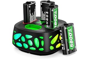 SWANPOW 5800mWh Rechargeable Battery for Xbox One/Xbox Series S/X, 2.5H Fast Charging Station 10 Colors RGB Modes, 4 x 5800mWh Batteries for X-box Series S/X/Xbox One/S/X/Elite Controller