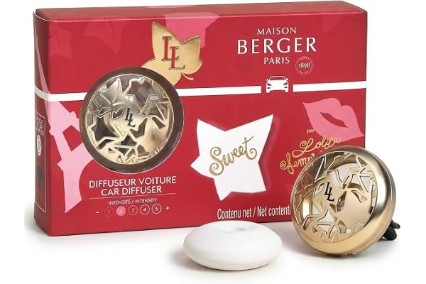 Maison Berger Diffuseur Voiture Parfumé – Clip Métal 4,5 cm avec Recharge Incluse, Fabrication Française – Clip Grille Aération – Jusqu’à 4 Semaines de Diffusion (Lolita Lempicka Sweet)