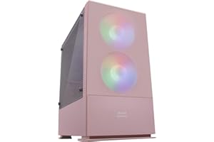 Mars Gaming MCZ,Caja PC Gaming Micro-ATX/Mini-ITX, Compacta con 2 Ventiladores FRGB, Frontal Mesh, Cámara Dual, Soporte Refrigeración Líquida, Rosa