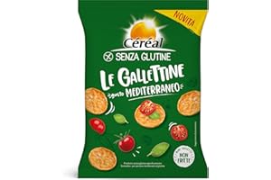 CÉRÉAL S/G CÉRÉAL - LE GALLETTINE - Gusto Mediterraneo - Snack salati senza glutine - Mini gallette gluten free a base di mais e riso al gusto pomodoro - Ottimali per aperitivo e merenda - 10 confezioni da 70 gr