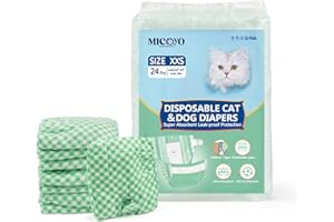 MICOOYO Couche Chien Femelle, Couch Chat Super Absorbantes pour Petits Chats et Chiennes, Pantalons Jetables pour Chiennes en Chaleur (XXS,Vert)