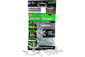 TOGGLER - Home, Furniture & DIY:DIY Materials:Nails, Screws & Fasteners:Wall Plugs & Fixings - All Products - Toggler Alligator AF5 Concrete & Drywall Wall Plug + Screws - Pack Of 6