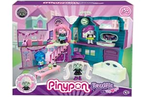 PINYPON PIN Y PON - Terrific Mansion, casa maletín, playset de Juego con sorpresas y Accesorios Que Brillan en la Oscuridad, Incluye una Figura de Bruja, para niños y niñas Desde 4 años, Famosa (PNY48000)