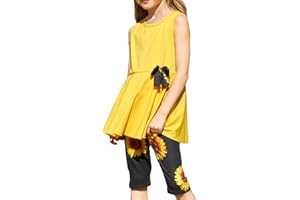 PATPAT Set di Abbigliamento per Ragazze, Pantaloni della Tuta Casual e Pantaloni a Campana, Vestiti Bambina di T-shirt Estive a Maniche Corte per Bambini, Regalo Estivo 3-12 Anni Coordinati 3 Colori