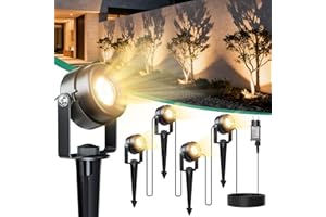 FIFlying Gartenbeleuchtung LED, 4 in 1 Gartenstrahler Strom mit 14m Kabel, 3000K Außenlampe, IP65 Wasserdicht Gartenlampen für Draußen, Gartenbrunnen, Rasenflächen, Pflanzen, Skulpturen, Wege, Zäune