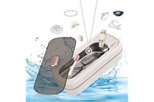 WEIGUDOC 48000Hz Brille Ultraschallreiniger, Ultraschallreinigungsgerät mit 2 Reinigungsmodi, 420ml Ultrasonic Cleaner Blaulichtsterilisation für Brillen Uhren Schmuck Halsketten Zahnprothesen Rasierer (Weiss)