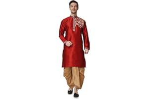 Royal Kurta Herren Kurta und Dhoti Hose aus Baumwolle und Seide, bestickt