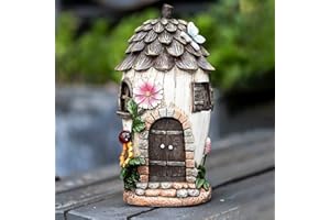 THE ENCHANTED GARDEN BRINGING GARDENS TO LIFE THE ENCHANTED GARDEN - Casa de hadas de bellota, adornos solares para jardín, accesorios de decoración al aire libre, estatua, elfo, duende, hadas, hogar