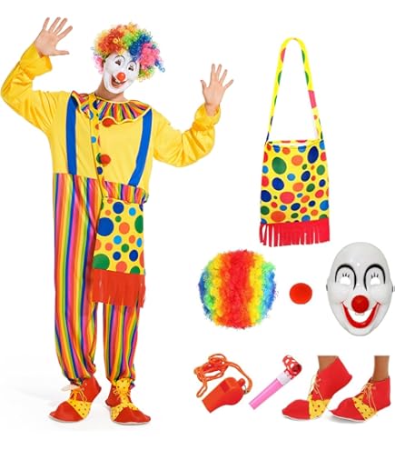 TiaoBug Clownschoenen Funny Circus Strepen Clown Schoenen Halloween Circus Maskerde Stage Performance Kleding Maat: 38-44, rood/geel., 39